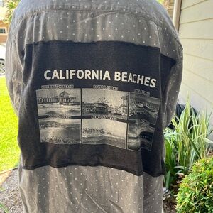 California Beaches Flannel Shirt upcycled unisex size XL